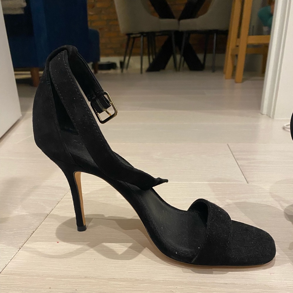 Reformation black strappy heels